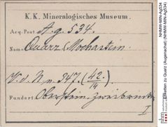 Etiketten zu Quarz (Augenachat) (NHMW-MIN-Ag534)